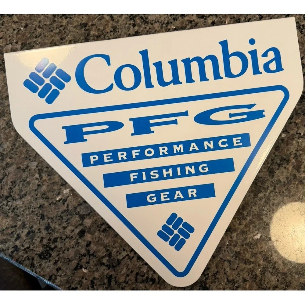 Enamel Sign Columbia PFG Retail Signage Performance‎ Fishing Gear Slat Wall